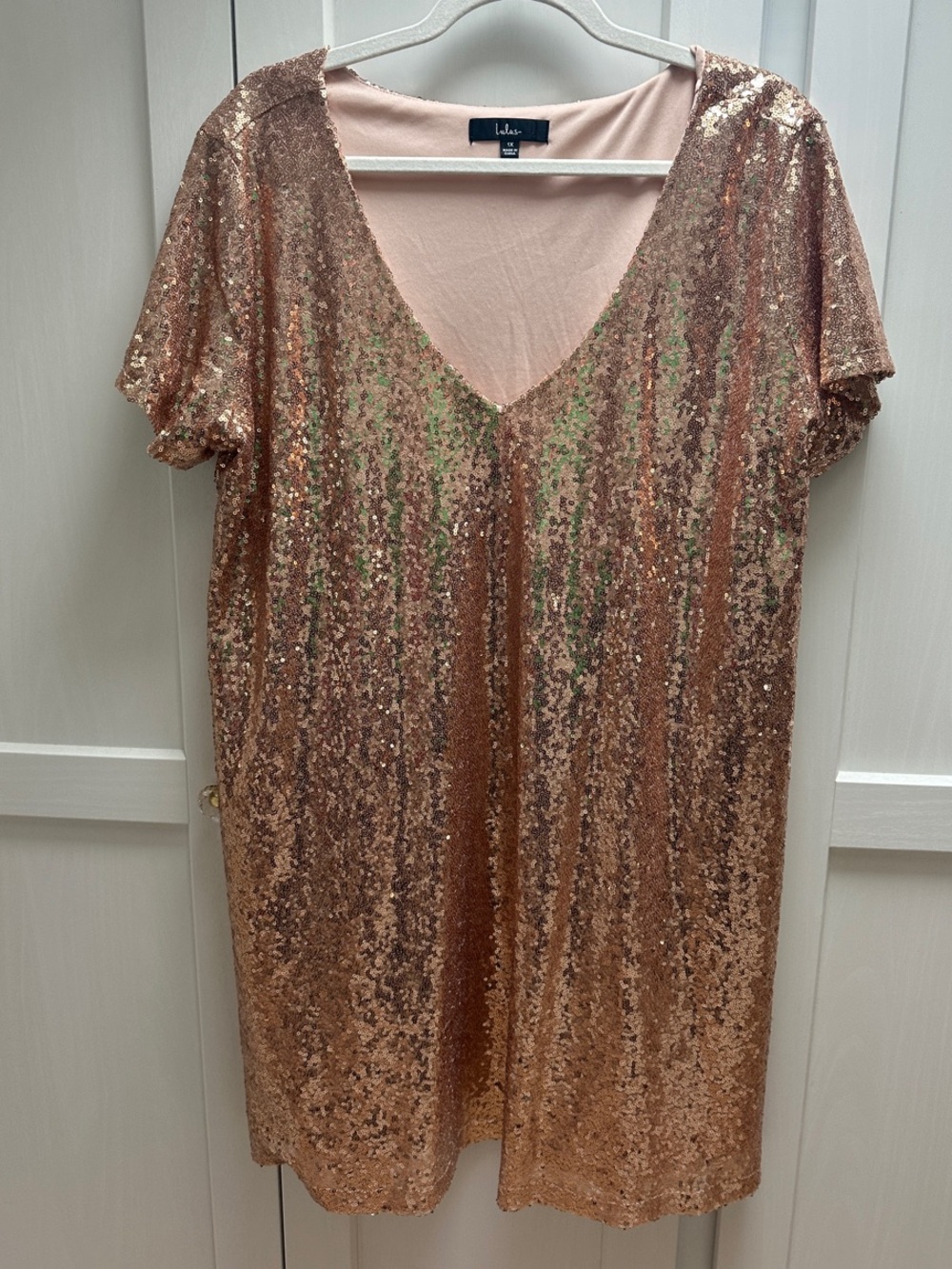 Lulu's Blush  Sequin V-Neck Dress NWOT sz 1x